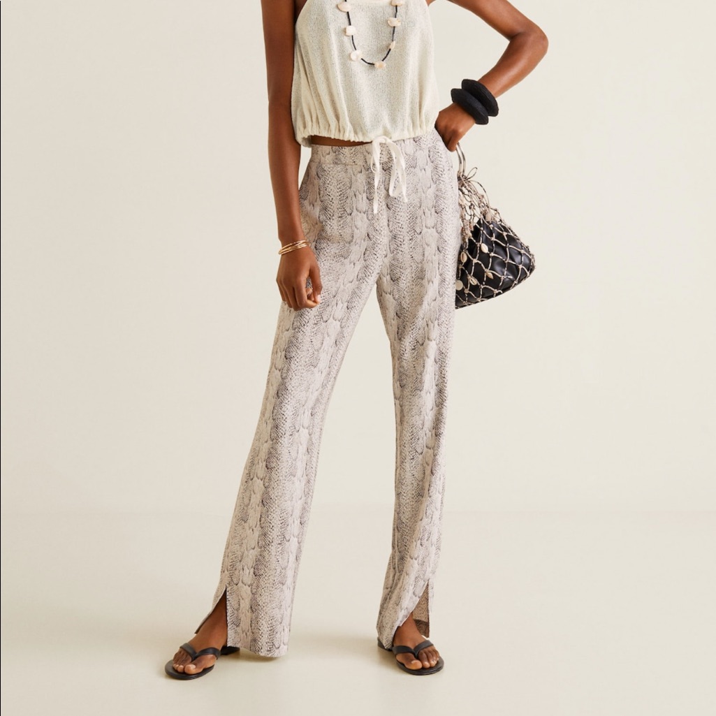 Snake Print Pants With Hem Slit Bloggers Favorite